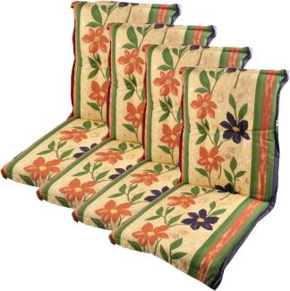 4x Polsterauflage Niedriglehner Gartenstühle Sitzkissen Sesselauflage Auflage