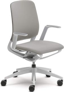 Sedus se:motion, Bürostuhl, lichtgrau/weiß, mit Armlehnen, Sitz- u. Rückenpolster in lichtgrau, Kunststoff, 950 - 1065 mm
