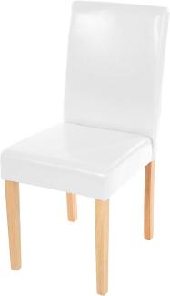 Esszimmerstuhl Littau, Küchenstuhl Stuhl, Leder ~ weiß, helle Beine