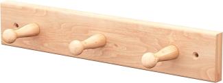 sossai® Wandgarderobe aus Holz | Natürliche Optik - hochwertiges Buchenholz | HG1 | seidenmatt lakiert | Hakenleiste mit 3 Garderobenhaken | Breite: 31 cm