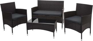 Poly-Rattan Garnitur HWC-F55, Balkon-/Garten-/Lounge-Set Sofa Sitzgruppe ~ braun, Kissen dunkelgrau