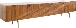 Lowboard Bahan 200 cm Mango Teak 4 Türen Marmorplatte weiss Winkelfuß Edelstahl