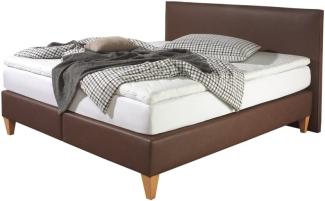 Maintal Boxspringbett Luxor, 200 x 200 cm, Kunstleder, Tonnentaschenfederkern Matratze h2, Braun