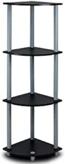 Furinno kompaktes Eck-Mehrzweck-Regal mit 4 Ebenen, schwarz/grau, 29. 46 x 29. 46 x 110. 49 cm