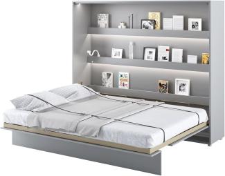 MEBLINI Schrankbett Bed Concept - Wandbett mit Lattenrost - Klappbett mit Schrank - Wandklappbett - Murphy Bed - Bettschrank - BC-14 - 160x200cm Horizontal - Grau Matt