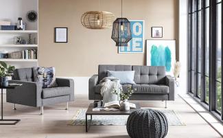 Traumnacht Sofa Laval, 2-Sitzer Couch mit Stoffbezug und Metallfüßen, produziert nach deutschem Qualitätsstandard, grau, 166 x 92 x 65 cm