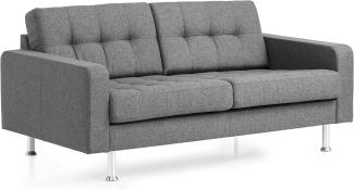 Traumnacht Sofa Laval, 2-Sitzer Couch mit Stoffbezug und Metallfüßen, produziert nach deutschem Qualitätsstandard, grau, 166 x 92 x 65 cm