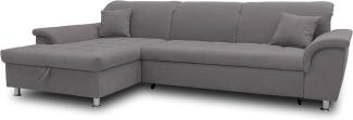 DOMO Collection Ecksofa Franzi, Couch in L-Form, Sofa, Eckcouch mit Rückenfunktion Polsterecke, Dunkelgrau, 279x162x81 cm