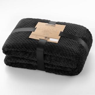 DecoKing Kuscheldecke 220x240 cm schwarz Decke Microfaser Wohndecke Tagesdecke Fleece weich sanft kuschelig skandinavischer Stil Henry