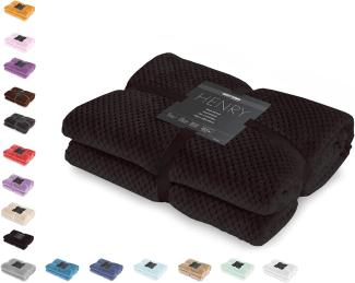 DecoKing Kuscheldecke 220x240 cm schwarz Decke Microfaser Wohndecke Tagesdecke Fleece weich sanft kuschelig skandinavischer Stil Henry