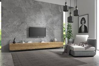 Wuun® TV-Board Lowboard Wohnwand TV-Bank Somero / 300cm (3 x 100cm) /Eiche/Vita Schwarz