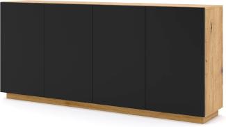 Domando Sideboard Empoli M2 Modern Breite 198cm, schicker Farbkontrast in Artisan Eiche und Schwarz Matt