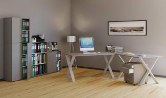 VCM Eck-Schreibtisch Lona 130x130x50 X-Füße Grau