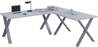 VCM Eck-Schreibtisch Lona 130x130x50 X-Füße Grau