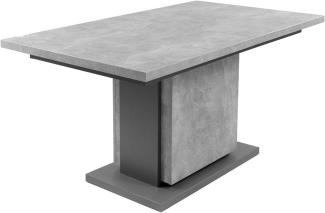 Homexperts 'BÄRBEL' Säulentisch mit Auszug 140cm, Esszimmertisch, grau, auf 190 cm ausziehbar, Melamin Light Atelier anthrazit, Beton-Optik, 140-190 x 75 x 80 cm