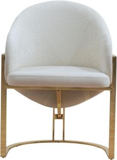 Casa Padrino Luxus Esszimmer Stuhl mit Armlehnen Weiß / Gold H. 84 cm