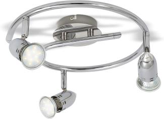Design LED Deckenlampe 6W-12W Deckenlechte 230V Spot-Strahler GU10 modern chrom 3 Strahler [Spirale]