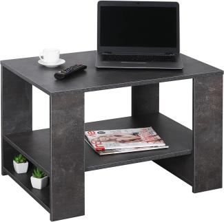 RICOO Couchtisch mit Stauraum 72 x 50 x 50 cm Wohnzimmer Beistell-Tisch Betonoptik Grau – WM090-BG