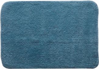 Spirella Badteppich Badematte Duschvorleger CAMPUS 100% Baumwolle Hochflor | flauschig | rutschhemmend | geeignet für Fußbodenheizung | 50x70 cm | Nachtblau