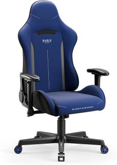 Diablo X-ST4RTER Gaming Stuhl Chair Bürostuhl Schreibtischstuhl Ergonomisch Stoffbezug 2D Armlehnen Kippmechanismus (Dunkelblau)