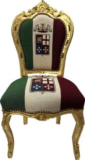 Casa Padrino Barock Esszimmer Stuhl Italien / Gold - Handgefertigter Antik Stil Stuhl mit italienischer Flagge - Esszimmer Möbel im Barockstil - Barock Möbel
