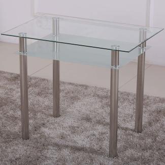 Esstisch Glas mit 6mm Sicherheitsglas & Facettenschliff - Glastisch perfekt geeignet als Esszimmertisch/Küchentisch (90x60x75cm, satiniert)