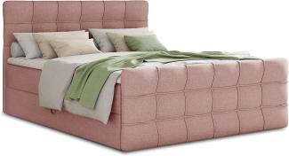 Boxspringbett Best Lux mit Fußteil, 2 Bettkästen, Bonell-Matratze und Topper (Pink (Inari 52), 180 x 200 cm)