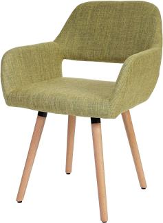 Esszimmerstuhl HWC-A50 II, Stuhl Küchenstuhl, Retro 50er Jahre Design ~ Textil, hellgrün, helle Beine