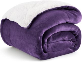 BEDSURE Kuscheldecke Flauschig Sofaüberwurf Violett - Decke Sofa Klein als Couchdecke Überwurf und Wohnzimmerdecke, Wohndecke aus weiche Fleece und warm Sherpa, Fleecedecke 130x150 cm