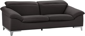 Mivano Ledersofa Teresa, Moderne 3-Sitzer Couch mit verstellbaren Kopfstützen, 235 x 84 x 109, Kunstleder Dunkelgrau