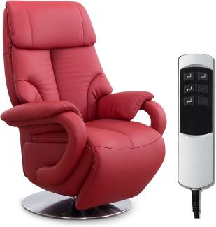 CAVADORE Ledersessel Istanbul / Fernsehsessel mit elektrisch verstellbarer Relaxfunktion / 2 E-Motoren / 80 x 115 x 79 / Echtleder: Rot