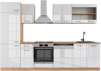 Vicco Küchenzeile Küchenblock Einbauküche R-Line 300 cm Kühlumbauschrank Eiche