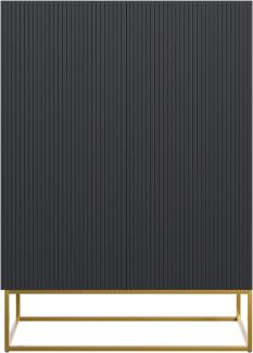 Selsey Veldio - Highboard 2-türig, Schwarz mit goldenem Metallgestell, 90 cm breit