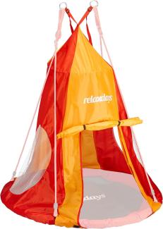 Relaxdays Zelt für Nestschaukel, Bezug für Schaukelsitz bis 110cm, Rundschaukel Zubehör, Garten Schaukelnest, rot-orange