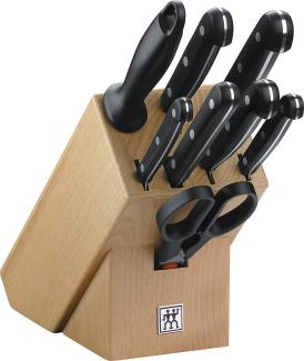 Zwilling 31665-000-0 Twin Gourmet Messerblock aus Holz, 9-teilig, Rostfreier Spezialstahl, Sonderschmelze, Friodur eisgehärtet, mit Schere und Wetzstahl, braun-schwarz