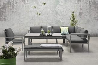 Garden Impressions Dining-Ecklounge "Lakes XL", inkl. Sitzbank, Tisch und Kissen, arctic grey / reflex black, mit Sessel,rechts