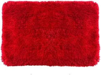 Spirella Badteppich Badematte Duschvorleger Mikrofaser Hochflor |flauschig | rutschhemmend | geeignet für Fußbodenheizung | 80x150 cm | Rot