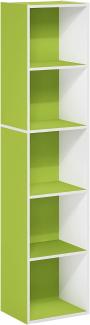 Furinno Luder Bücherregal mit 5 Etagen, Holz, Grün/Weiß, 23. 7(D) x 30. 5(W) x 132. 2(H) cm