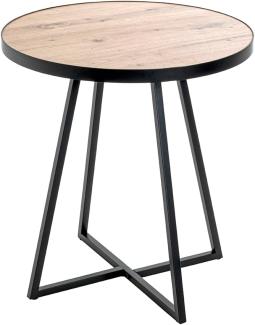 HAKU Möbel Beistelltisch, MDF, schwarz-eiche, Ø 48 x H 52 cm