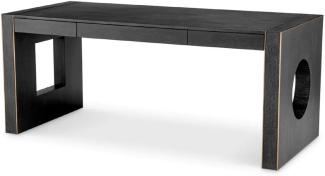 Casa Padrino Luxus Schreibtisch mit 3 Schubladen Schwarzgrau / Bronze 180,5 x 80 x H. 76 cm - Bürotisch - Computertisch - Büro Möbel - Luxus Möbel - Luxus Einrichtung - Luxus Qualität