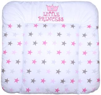 Wickelauflage mit Applikation - Princess Star Rosa - Wickeltischauflage Baby Auflage (70 x 50 cm)