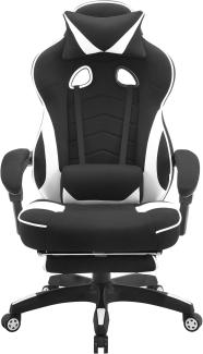 WOLTU Gaming Stuhl Racing Stuhl Bürostuhl Chefsessel Schreibtischstuhl Sportsitz mit Kopfstütze und Lendenkissen, mit Fußstütze, Stoff, höhenverstellbar, Weiß, BS83ws