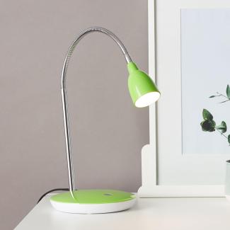 Lightbox Schreibtischlampe LED Tischleuchte Schalter 40cm Höhe Flexarm warmweißes Licht 2,4W, 250lm Kunststoff/Metall, eisen/grün