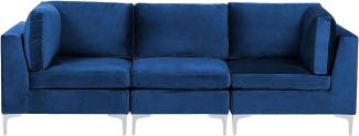 3-Sitzer Modulsofa Samtstoff marineblau mit Metallbeinen EVJA