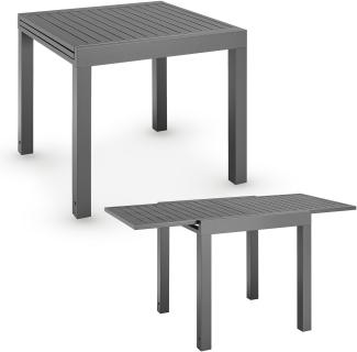Juskys Gartentisch Laki 80x80 cm ausziehbar - Aluminium Esstisch zum Ausziehen - große Tischplatte - Alu Tisch Balkonmöbel Gartenmöbel Anthrazit