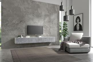 Wuun® TV Board hängend/8 Größen/5 Farben/200cm Matt Weiß- Beton/Lowboard Hängeschrank Hängeboard Wohnwand/Hochglanz & Naturtöne/Somero