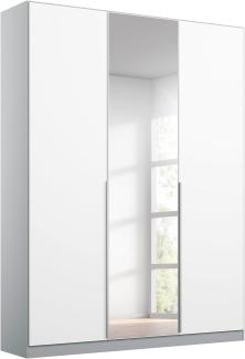 Rauch Möbel Alabama Drehtürenschrank Schrank Kleiderschrank Weiss / Grau mit Spiegel, 3-türig, Inklusive Zubehörpaket Basic, 2 Kleiderstangen, 2 Einlegeböden, BxHxT 136x210x54 cm