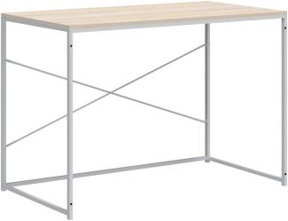 Computertisch Weiß und Eiche-Optik 110x60x70 cm Holzwerkstoff