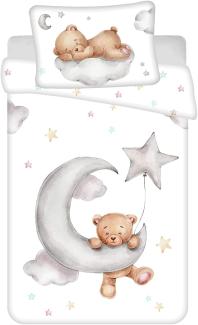 Baby Bettwäsche mit Teddy auf Wolke 100x135 cm 100% Baumwolle