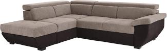 Mivano Ecksofa Speedway / Moderne Couch in L-Form mit verstellbaren Kopfstützen und Ottomane / 262 x 79 x 224 / Zweifarbiger Bezug, elephant/mud